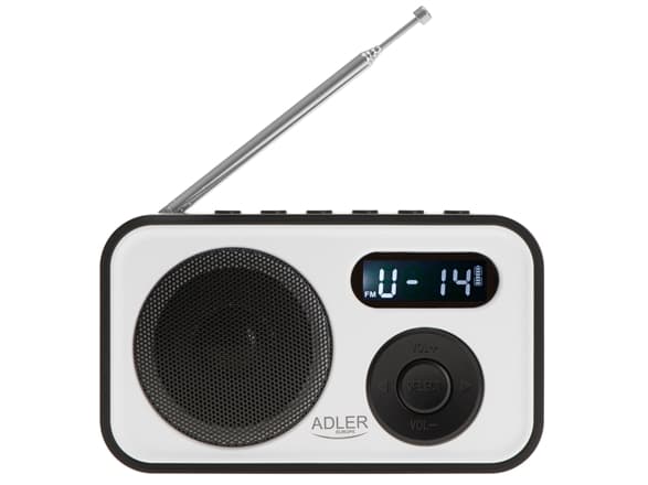 Adler | PLL AM/FM Digital Radio | AD 1906 | Alarm function | Baltas/Juodas