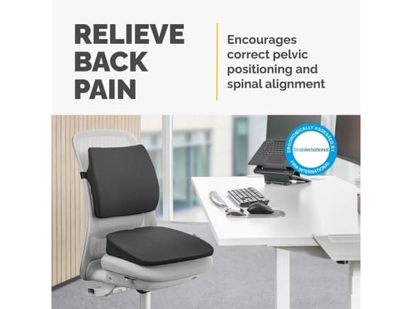 Fellowes Breyta Wedge Seat Cushion Coccyx Cut Out For Office Chair Black - 100119849, Siddepude, Stol, Polyester, Sort, 430 mm, 430 mm, 430 mm