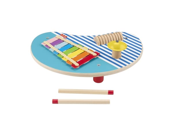 Fisher-Price musikkbord av tre, Toy Musical Instrument, Cymbal, Xylophone, 2 Years, Multicolor