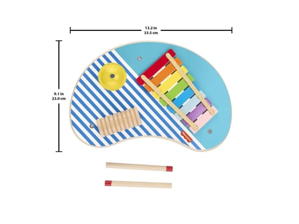 Fisher-Price musikkbord av tre, Toy Musical Instrument, Cymbal, Xylophone, 2 Years, Multicolor