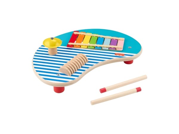 Fisher-Price musikkbord av tre, Toy Musical Instrument, Cymbal, Xylophone, 2 Years, Multicolor