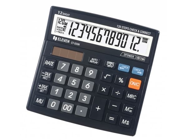 Eleven CT555N pöytälaskin, musta, 12 numeroa