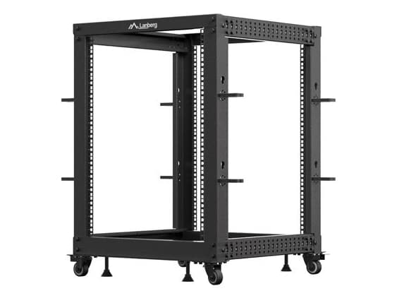 Lanberg OR01-6115-B, Fristående rack, 15U, 600 kg, Kuggskenor, Styrhjul, 22 kg