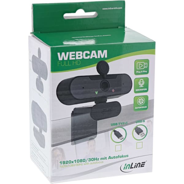 InLine 55364C webbkameror 1920 x 1080 pixlar USB 2.0 Svart