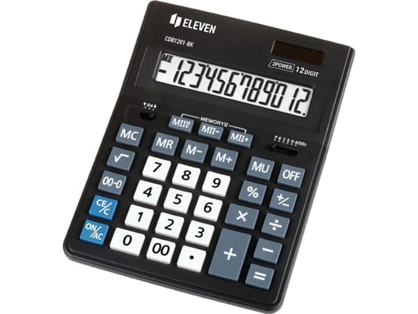 Eleven Eleven Kalkylator CDB1201-BK, svart, skrivbord, 12 platser