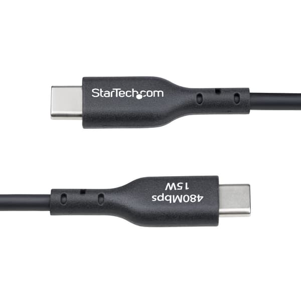 StarTech.com 1 m USB-A till USB-C-laddningskabel, laddning och synkronisering, 3 A, USB 2.0, TPE-mantel - Svart USB-laddningssladd