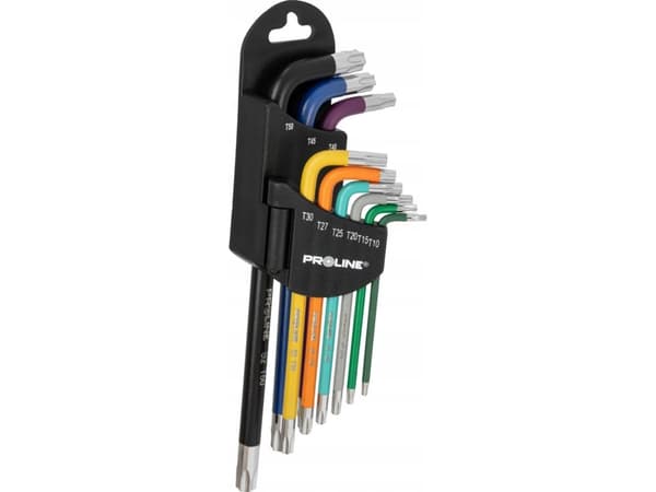 Lange torx-nøkler, sett med 9, t10-t50, s2, proline