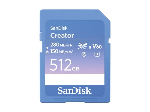 SanDisk Creator - Flash-minneskort - 512 GB - Video Class V60 / UHS-II U3 / Class10 - SDXC UHS-II