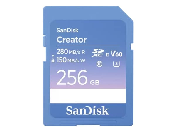 SanDisk Creator - Flashminnekort - 256 GB - Video Class V60 / UHS-II U3 / Class10 - SDXC UHS-II