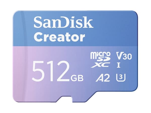 SanDisk Creator - Flashminnekort (microSDXC til SD-adapter inkludert) - 512 GB - A2 / Video Class V30 / UHS-I U3 - microSDXC UHS-I