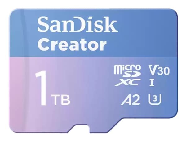 SanDisk Creator - Flashminnekort (microSDXC til SD-adapter inkludert) - 1 TB - A2 / Video Class V30 / UHS-I U3 - microSDXC UHS-I