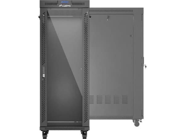 19" 32U 600X1000 SVART LANBERG LCD GLASAD DÖRR INSTALLATIONSRACK (FLAT PACK)