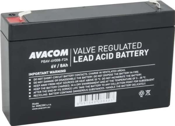 Avacom AVACOM-batterier 6V 8Ah F2 (PBAV-6V008-F2A)