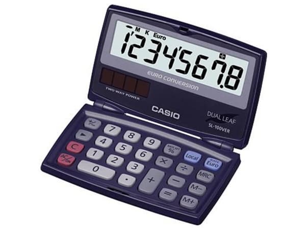 Casio SL-100VER Laskin Sininen näyttö (numerot): 8 aurinkoenergialla, paristokäyttöinen (B x K x S) 91 x 9.4 x 110.5 mm (SL-100VER_0)