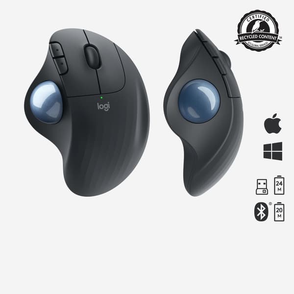 Logitech Ergo M575 datormöss Kontor högerhand Trådlös RF + Bluetooth Styrkula 2000 DPI
