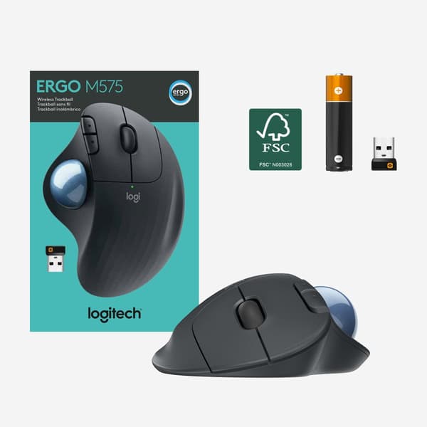 Logitech Ergo M575 datormöss Kontor högerhand Trådlös RF + Bluetooth Styrkula 2000 DPI