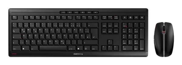 CHERRY Stream Desktop tangentbord Mus inkluderad Kontor RF Trådlös QWERTZ tyska Svart Svart