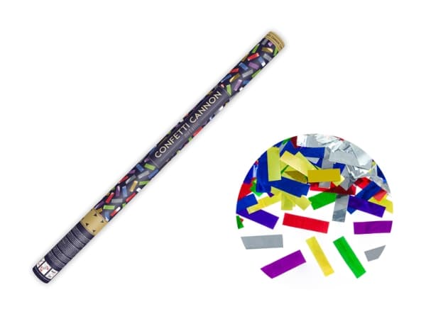 PartyDeco TUKM80-000, Konfettikanon, Assorterte farger, Metallisk, Stripe, 800 mm, 1 stykker