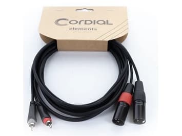 Cordial EU 1,5 MC XLR-anslutningskabel [2x XLR 3-polig kontakt - 2x RCA-kontakt] 1,50 m Svart