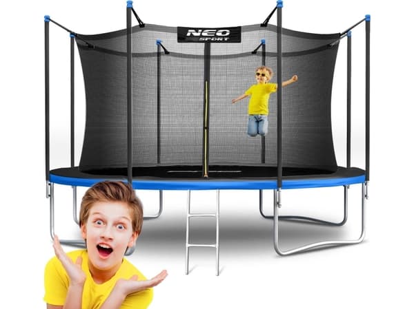 Neo-Sport hagetrampoline 13ft/404cm hagetrampolin med innernett og Neo-Sport stige