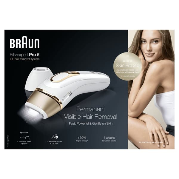 Braun Silk-expert Pro Silk·expert Pro 5 PL5140 Intensivt pulserat ljus (IPL) Guld, Vit