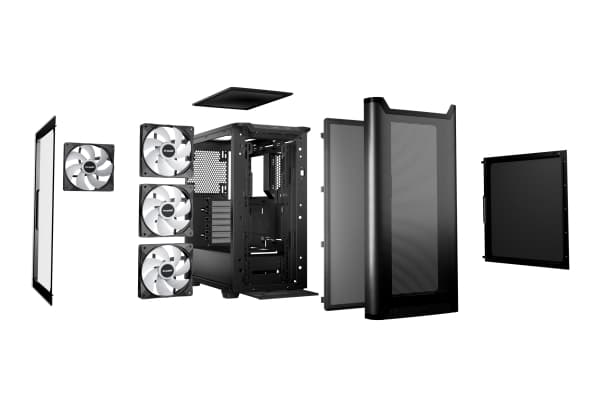 ole hiljaa! Pure Base 501 LX Musta, Midi Tower, PC, musta, ATX, mikro-ATX, Mini-ATX, akryylinitriilibutadieenistyreeni, lasi, teräs, lisää