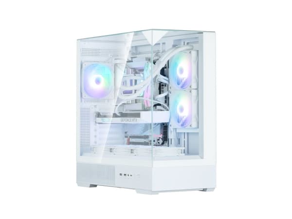 Zalman P40 Prism White, Midi Tower, PC, Hvit, ATX, Micro ATX, Mini-ITX, Plast, Stål, Herdet glass, Multi