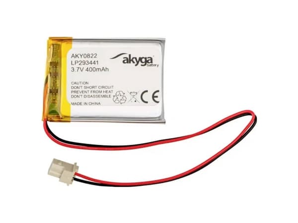 Akyga AKY0822, Batteri, Sølv, Lithium-Ion (Li-Ion), 400 mAh, 3,7 V, 34 mm