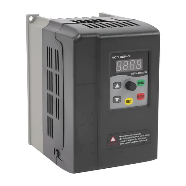 1,5 kW inverterdrev, 3 ind, 3 ud, justerbart frekvensområde,sort