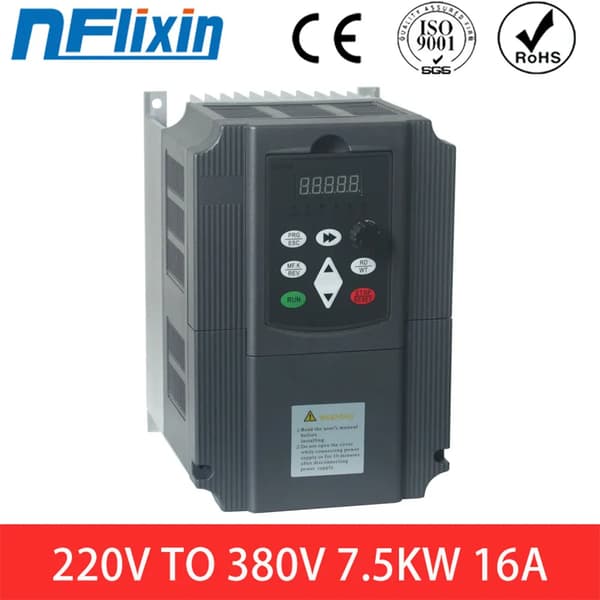 Variabel Frekvensomformer, 1 Fase 220V til 3 Fase 380V, Udgangeffekt 0,75KW til 7,5KW,7,5KW, 3-faset 380V, 1 fase 220V