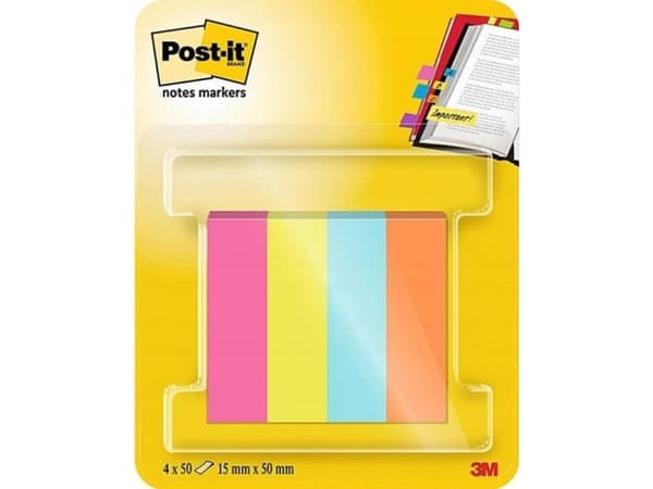 Post-It 7100259443, Blå, Orange, Rosa, Gul, 15 mm, 50 mm, 50 ark