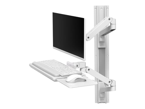 Ergotron LX Pro - Monteringssett (2 armer, 2 utvidelser, tastaturbakke, utrekkbart musebrett, musholder, 2 veggmonteringssokler, veggspor 34", veggbr Hvit