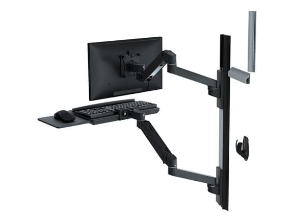 Ergotron LX Pro - Monteringssett (2 armer, 2 utvidelser, tastaturbakke, utrekkbart musebrett, musholder, 2 veggmonteringssokler, veggspor 34", veggbr