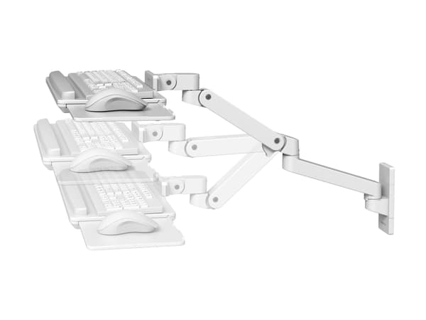 Ergotron LX Pro Wall Keyboard Arm (white), Keyboard clamp/mouse tray, White, Aluminium, 2.3 kg, Wall, 0 - 90°