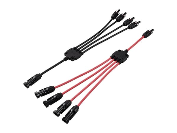 TRU COMPONENTS TC-12195724 1 x MC 4 jakelija Y aurinkopistoke 4 x pistorasiaan + pistorasia 4 x pistorasiaan 1000 V DC 30 A Musta, punainen 2 kpl 2 k