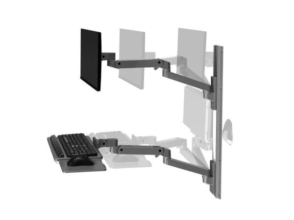 Ergotron LX Pro - Monteringssett (2 armer, 2 utvidelser, tastaturbakke, utrekkbart musebrett, musholder, 2 veggmonteringssokler, veggspor 34", veggbr