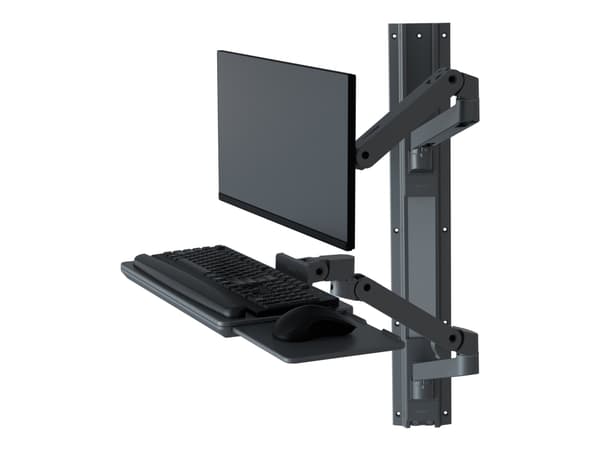 Ergotron LX Pro - Monteringssett (2 armer, 2 utvidelser, tastaturbakke, utrekkbart musebrett, musholder, 2 veggmonteringssokler, veggspor 34", veggbr Mørkegrå