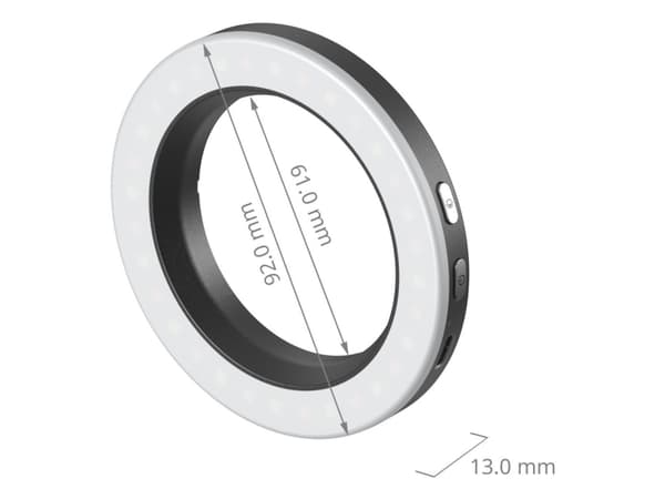 SmallRig 4873, Selfie-lampa, Svart, Vit, Akrylnitrilbutadienstyren (ABS), Gjuten aluminium, Polykarbonat, Universal, Batteri, Inbyggt batteri