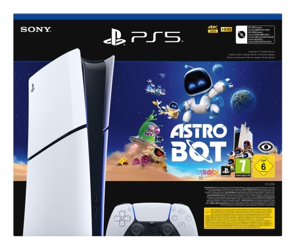 Sony PlayStation 5 Digital Edition Slim Astro Bot, PlayStation 5, Sort, Hvit, 16384 MB, GDDR6, AMD, AMD Ryzen Zen 2