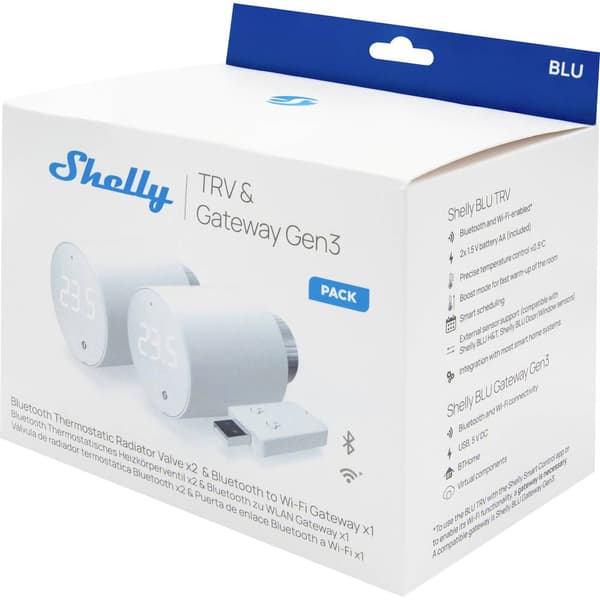 Shelly BLU TRV 2-pack + 1 x BLU Gateway Gen3 - Smart radiator thermostat