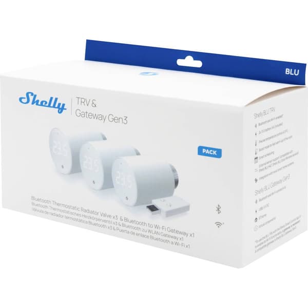 Shelly - BLU TRV 3-pack + 1 x BLU Gateway Gen3 - Smart radiator thermostat