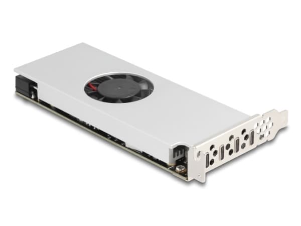 Delock PCI Express x16 -kortti 4 x USB 20 Gbps USB Type-C Quad Channel -kortiksi tuulettimella ja jäähdytyselementillä matalassa profiilissa