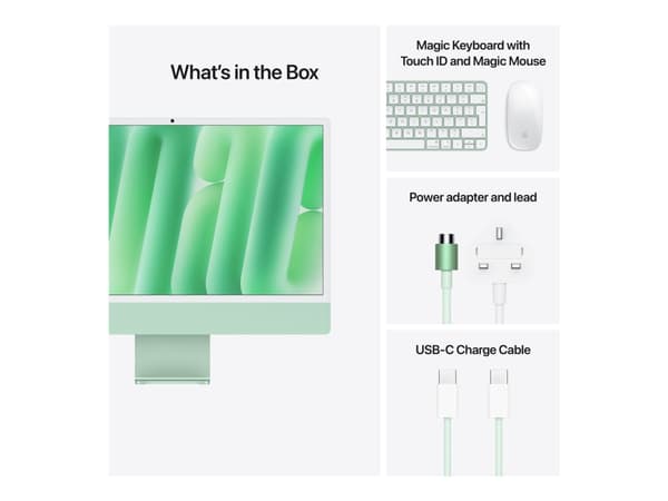 Apple iMac 24-inch with Retina 4.5K display: M4 chip with 10-core CPU and 10-core GPU, 16GB, 256GB SSD - Green, 59.7 cm (23.5"), 4.5K Ultra HD, Apple