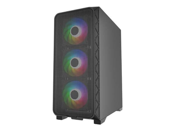 Gembird Fornax M200F - Tower - ATX - genomskinlig sidopanel (glas) - ingen strömförsörjning (ATX) - svart - USB/ljud