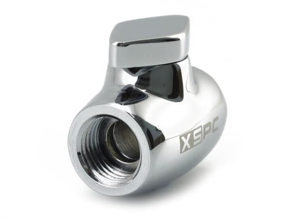 XSPC Ball Valve, Messing, Kromfarget, 1/4"