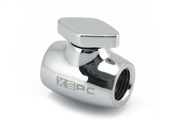 XSPC Ball Valve, Messing, Kromfarget, 1/4"