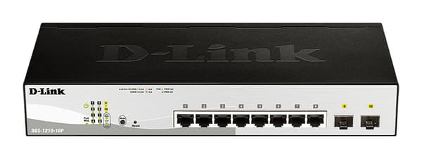 D-Link DGS-1210-10P nätverksswitchar hanterad L2 Gigabit Ethernet (10/100/1000) Strömförsörjning via Ethernet (PoE) stöd 1U Svart