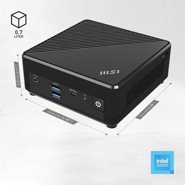 MSI Cubi N ADL-006DE Intel® N N200 4 GB DDR4-SDRAM 128 GB SSD Windows 11 Pro Mini PC Mini-PC Svart