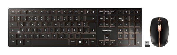 CHERRY DW 9100 SLIM tangentbord Mus inkluderad Universal Trådlös RF + Bluetooth QWERTZ tyska Svart Svart