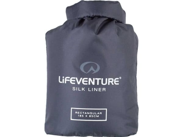 Lifeventure Silk Sleeping Bag Liner, Rectangular, Grey